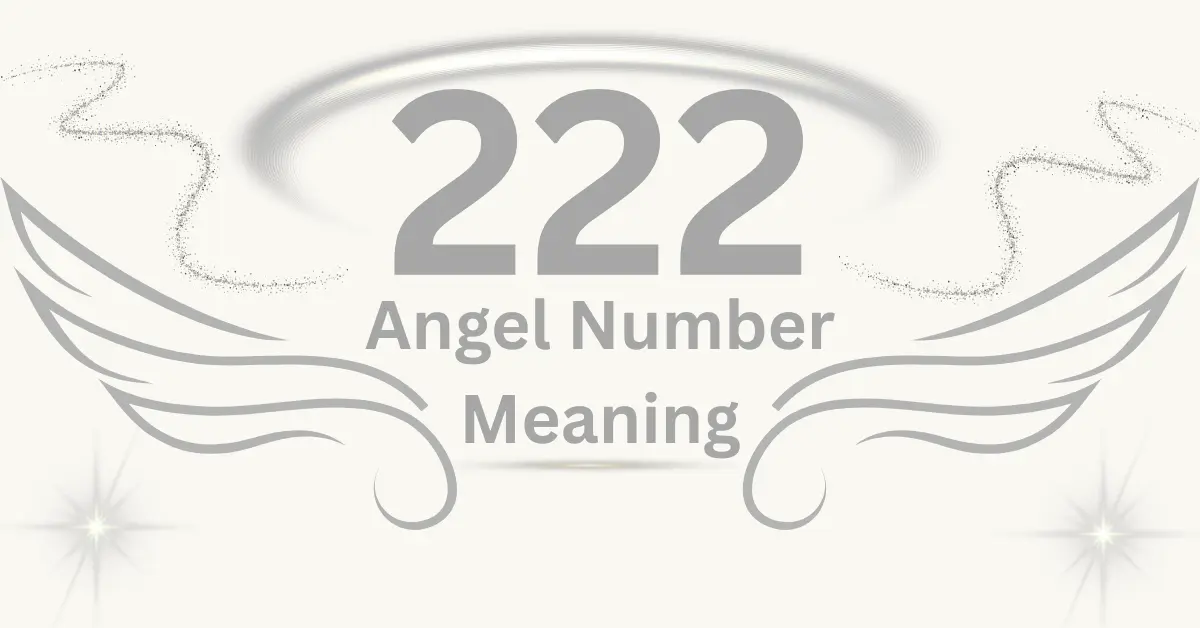 Spiritual illustration explaining angel number 222 meaning related to harmony, patience, and life alignment