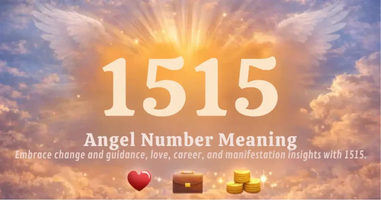Angel number 1515 meaning displayed on a calm background