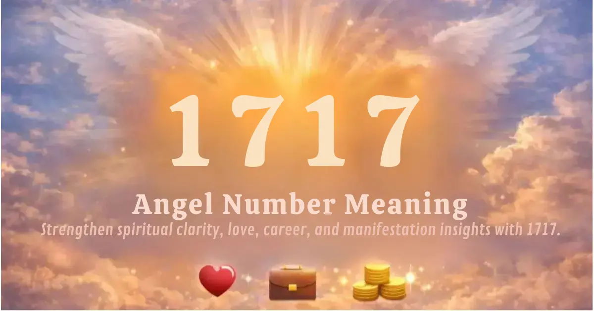 1717 angel number spiritual meaning with light aura and reflective atmosphere